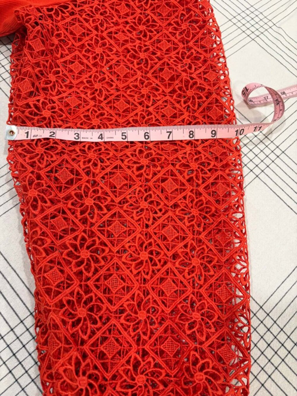 Maeve by Anthropologie Red Crochet Lace Balloon Sleeve Ribbed Top M - Picture 8 of 10